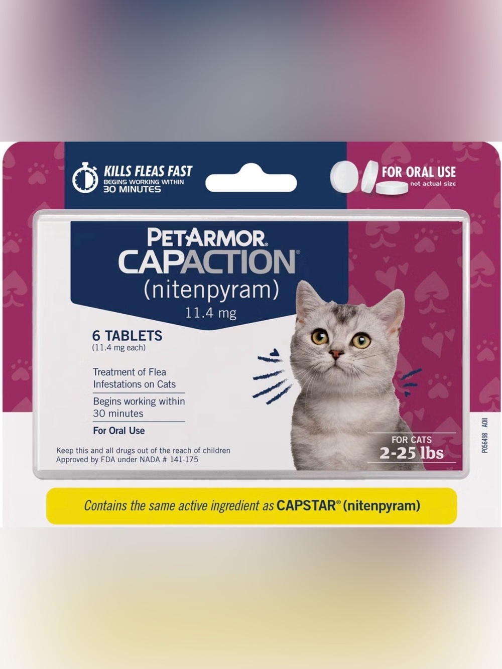 Pet Armor Capaction 12 ct tablets cat flea/tick